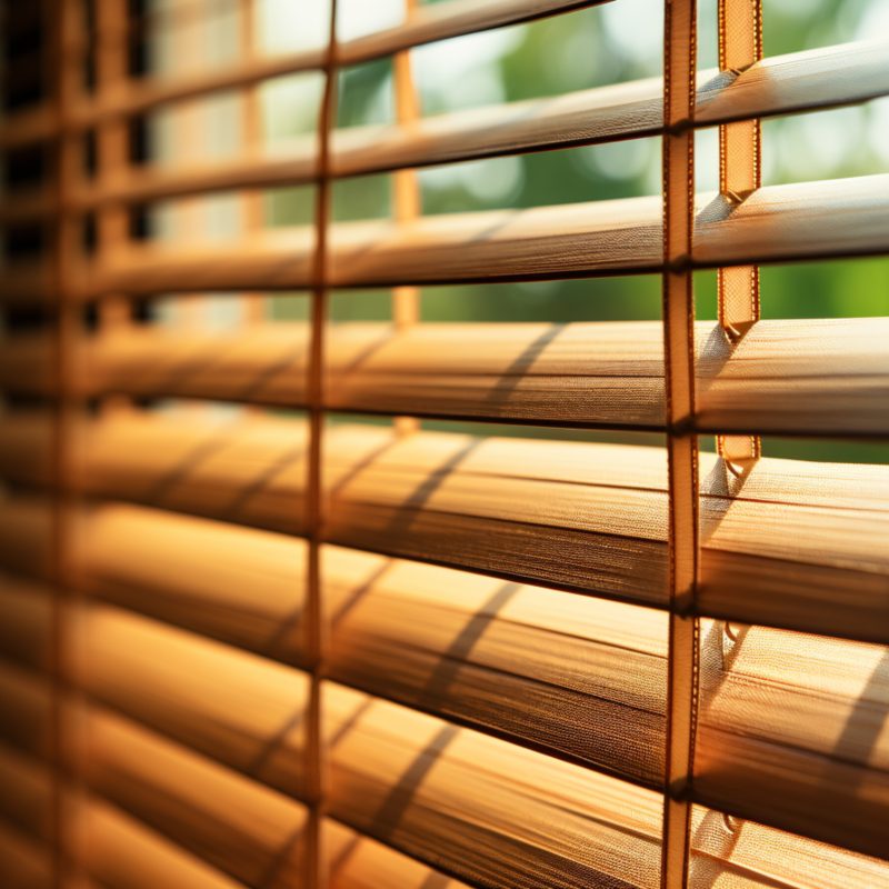 close up of bamboo venetian blinds